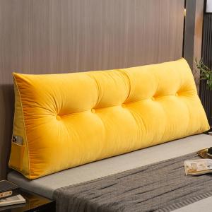 Клиновидная подушка для изголовья кровати размера Queen, подушка для чтения, однотонная подушка для спинки дивана-кровати или двухъярусной кровати, поддерживающая положение тела, со съемным чехлом (Цвет: желтый, Размер: King/79 дюймов) COZMAX, Yellow