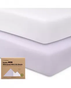 Водонепроницаемые простыни для игр Soothe для девочек и мальчиков, 2 шт., 38x26, хлопковые простыни для кроватки, мягкие, дышащие Keababies, lilac