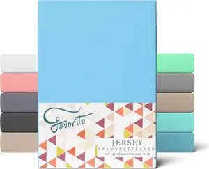 Простыня на резинке Favorito Jersey Topper Baby Blue 90x200 см - 100x200 см etérea home GmbH