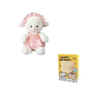 Милые и мягкие плюшевые куклы ягнята с бантиком, высота 22см/32см/45см MENGMENGBUNNY, розовый