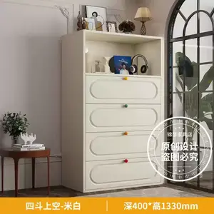 Yu Senyi Комод 40 см для гостиной и спальни из металла, 4 ящика, бежевый, овальная форма