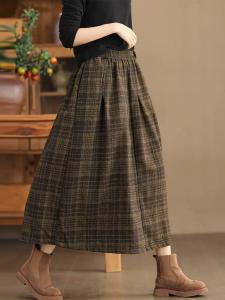 Плиссированная юбка в клетку, длинная юбка для женщин Doux Belle, цвет Brown