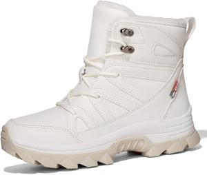 Женские зимние сапоги ZQW, водонепроницаемые, с противоскользящей толстой подошвой, утепленные, с мягкой подкладкой, шнуровкой, высокие, для улицы, White