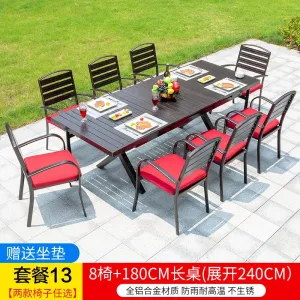 Комплект садовой мебели стол Green Water: 8 стульев, стол раздвижной прямоугольный, 180/240 см, подушки, бронза