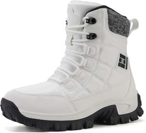Мужские и женские зимние снегоступы, водонепроницаемые, с теплой флисовой подкладкой, зимние походные ботинки до щиколотки, противоскользящие, подходят для холодной погоды, прогулок, работы и спорта Generic, белый