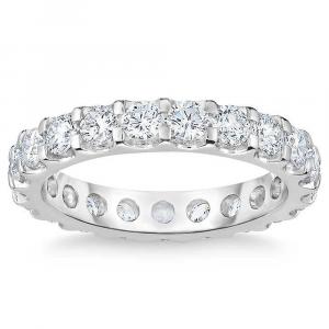 Женское обручальное кольцо с муассанитом 2 карата, белое золото 14 карат Pompeii2, 14K White Gold