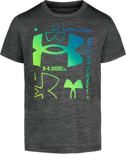 Футболка Under Armour для мальчиков, круглый вырез, легкая и дышащая, Black Multi Logo