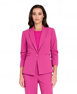 Женский блейзер с воротником-стойкой и присборенными рукавами Tahari ASL, Magenta