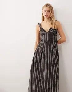 Структурированное платье миди на бретелях в коричневую полоску ASOS DESIGN