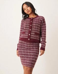 Мини-юбка Vila Petite из трикотажной ткани в клетку букле бордового цвета