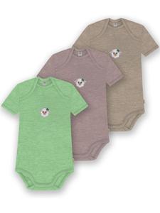 Normani Outdoor Sports Комплект из 3 детских боди с короткими рукавами из мериносовой шерсти, цвет Тауранга, бежевый/розовый/зеленый