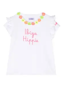 Футболка с оборками и графичным принтом MC2 Saint Barth Kids, белый