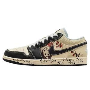 Air 1 Усиленные Амортизирующие Износостойкие Противоскользящие Низкие Кроссовки Винтажные Баскетбольные Мужские Бежево-Черные Jordan