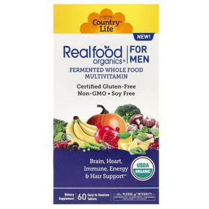 Realfood Organics, Мультивитамины для мужчин, 60 таблеток, которые легко глотать Country Life