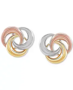 Серьги-Гвоздики с тремя цветными узелками из 10-каратного золота, белого золота и розового золота Macy'S, tricolor