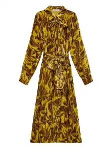 Платье макси с поясом и цветочным принтом Maliparmi, желтый