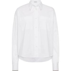 Блестящая манжета растянутая поплиновая рубашка Brunello Cucinelli, белый