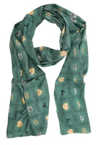 Шарф Allgäu Rebell "Trachten Elegant", с эдельвейсами, крендельками, оленями, зеленый