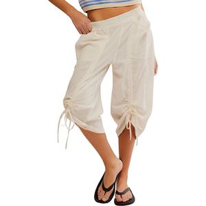 Джинсовая брюки гаучо с защипами на резинке Free People, белый