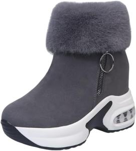 Женские зимние ботинки на снег Уютные, теплые, с меховой подкладкой, уличные, без шнурков, с нескользящей подошвой, стильные и универсальные HCHCTRY, Grey