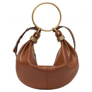 Chloé Сумка хобо Хлои Брайт Грейн Калфскин маленькая женская глиняно-коричневая