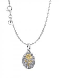 Pandora Женское серебряное колье, подарочный набор, двухцветная роза