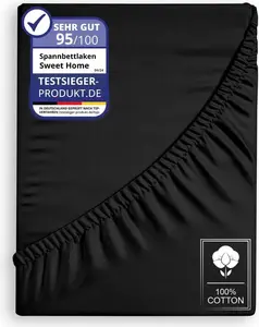 Простыня на резинке из джерси, 100% хлопок, плотность 135 г/м², черная, 160х200 см COFI 1453