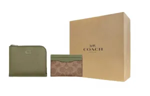 COACH Кошелек Canvas With Leather, 3 в 1, мужской, Olive Green & Khaki