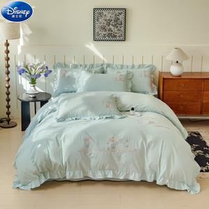 Disney Комплект постельного белья, 200 см, 4 предмета, вес 1.5 кг, хлопок, простыня, изумрудно-зеленый