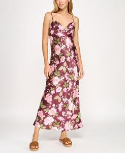 Длинное атласное платье с цветочным принтом для девочек-подростков BEAUTY & GRACE, Red/Multi