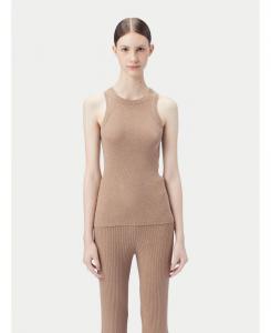 Женская майка из 100% ребристого хлопка, шелка и кашемира Gobi Cashmere, Neutral-silver mink