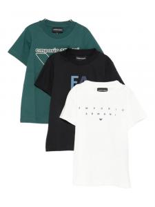 Футболки с логотипом Emporio Armani Kids (упаковка из трех штук), белый