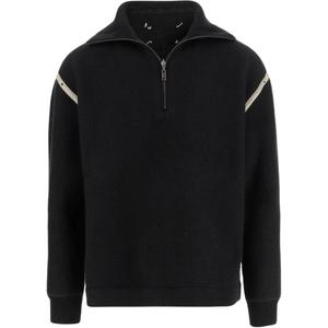 Свитер с полузастежкой и нашивками на локтях Maison Margiela, черный