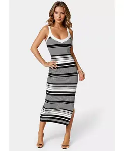 Женское полосатое платье-свитер миди Bebe, мультиколор
