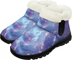 Детские зимние ботинки для мальчиков и девочек, утепленные высокие кеды с подошвой против скольжения и флисовой подкладкой, пушистые слипоны Chririnla, Lightning