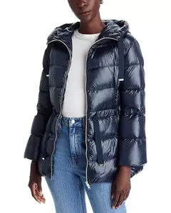 Сверхлегкая куртка с капюшоном, закрывающая кончики пальцев. Herno, синий