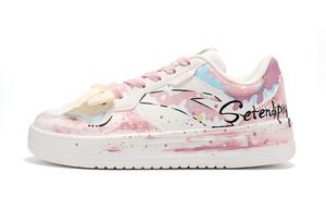 ANTA Женские расслабленные противоскользящие износостойкие низкие скейтерские кроссовки Pink White, цвет Pink White