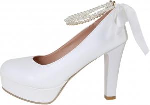 Винтажные туфли на массивном каблуке Mary Jane для женщин с толстой подошвой, удобные праздничные элегантные туфли Generic, White