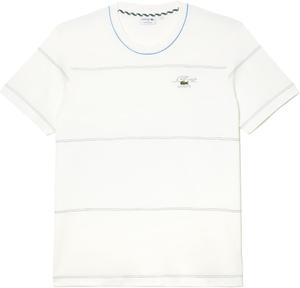 Мужская футболка Lacoste для высоких, с круглым вырезом, коротким рукавом, свободным кроем, в полоску, Flour