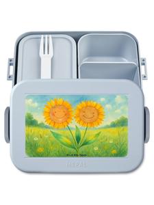 Mr. & Mrs. Panda Дизайн бенто-бокса с подсолнухами, без слов, пастельно-голубой цвет