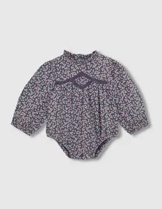 Детский комбинезон с цветочным принтом и пышными рукавами Gocco, темно-синий