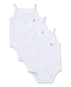 Комплект из 3 боди для девочек из смеси чесаного хлопка с цветочной вышивкой MeMoi, White-white-white