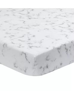 Простыня для кроватки Signature серого/белого мрамора из органического хлопка Lambs & Ivy, серый