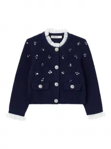 Кардиган с аппликацией из пайеток Self-Portrait Kids, синий