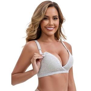 Женский бюстгальтер для кормления с кружевной отделкой, без косточек и глубоким вырезом, с перекрестными бретелями Inspire Chic, Gray