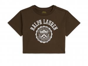 Футболка Polo Ralph Lauren Kids Logo Crest Cotton Jersey Boxy Tee, цвет Court Brown
