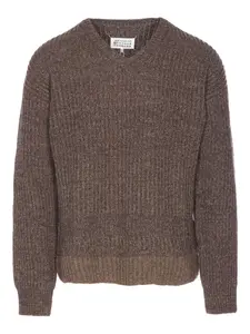 Свитер с четырьмя стежками и логотипом Maison Margiela, коричневый