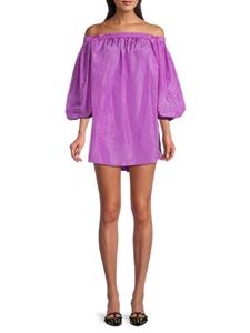 Шелковое мини-платье с открытыми плечами Valentino, цвет Amethyst