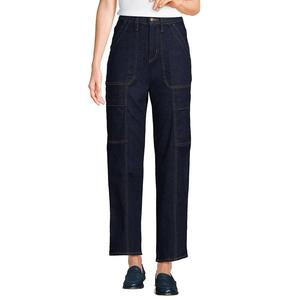 Женские джинсы-карго до щиколотки Lands End с высокой посадкой Lands' End, цвет River Rinse