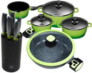 11 штук Набор KING Advantage ЗЕЛЕНЫЙ: 4 шт. Набор кастрюль из литого алюминия зеленого цвета